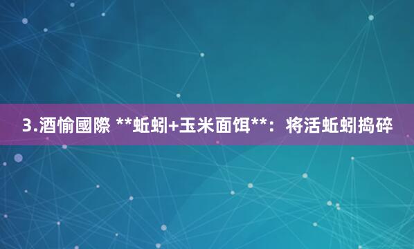 3.酒愉國際 **蚯蚓+玉米面饵**:将活蚯蚓捣碎